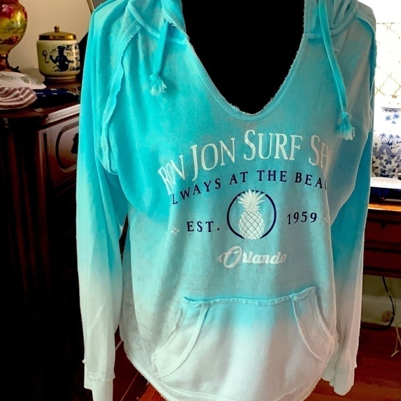 Tops - Sweatshirt Ron Jon hoodie ombré aqua white Orlando soft